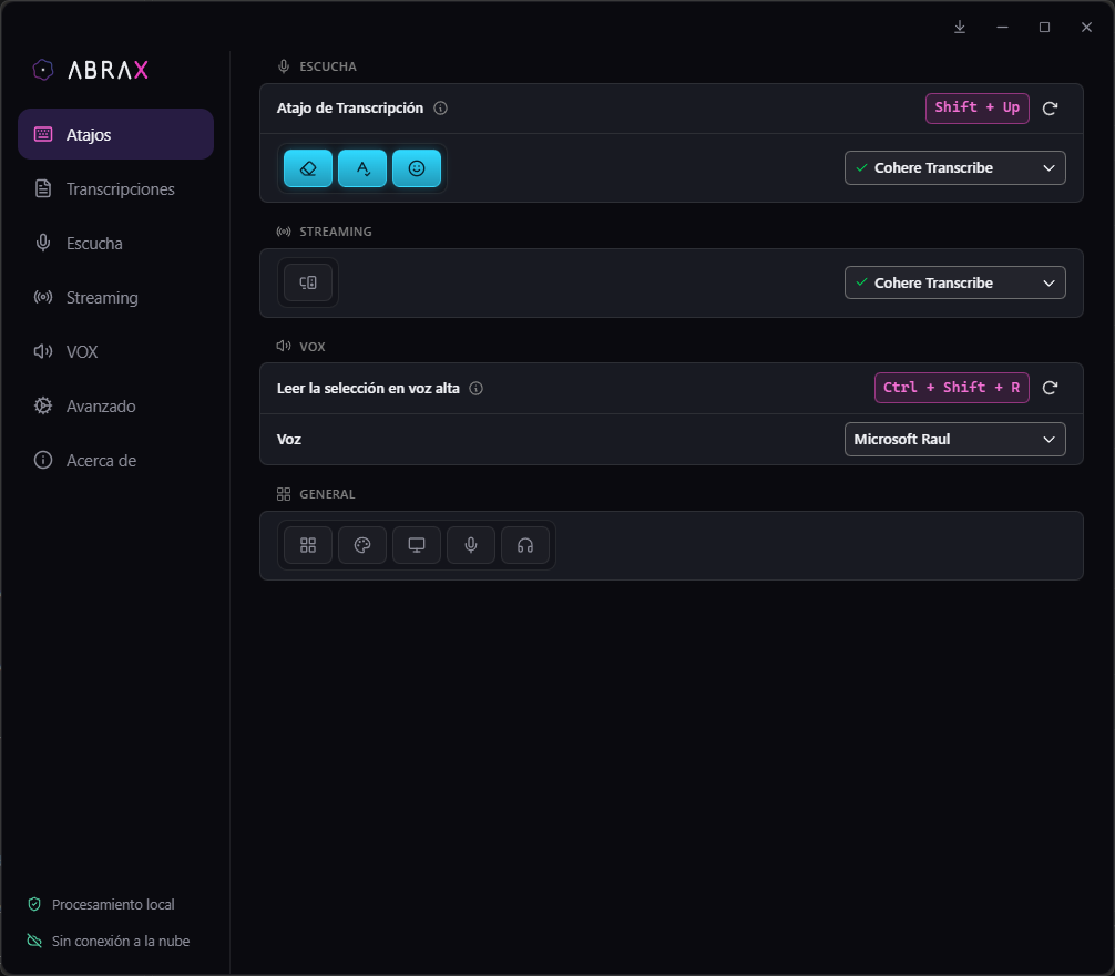 Forma Quiet: atajos, Streaming y VOX en una columna silenciosa